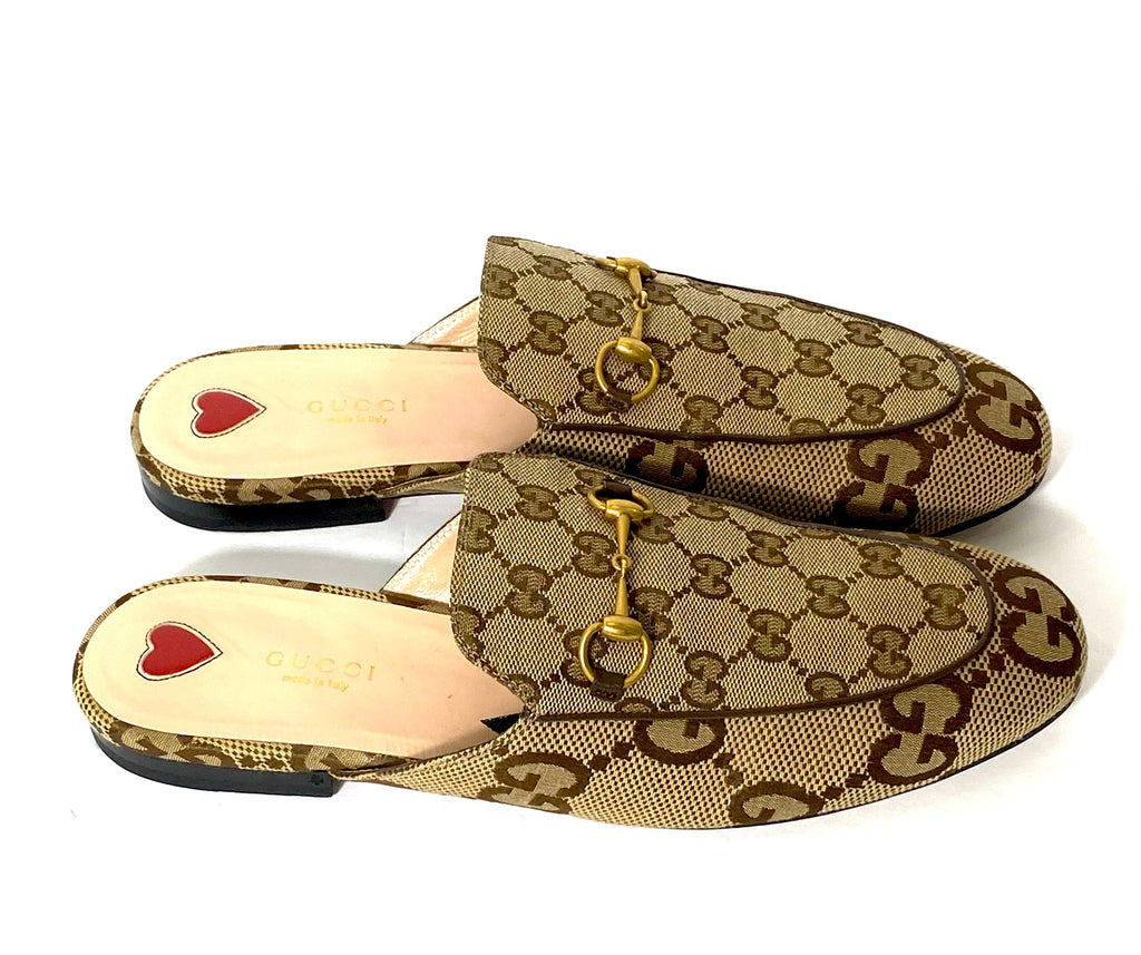 GUCCI JUMBO GG MONOGRAM PRINCETOWN LOAFER MULES