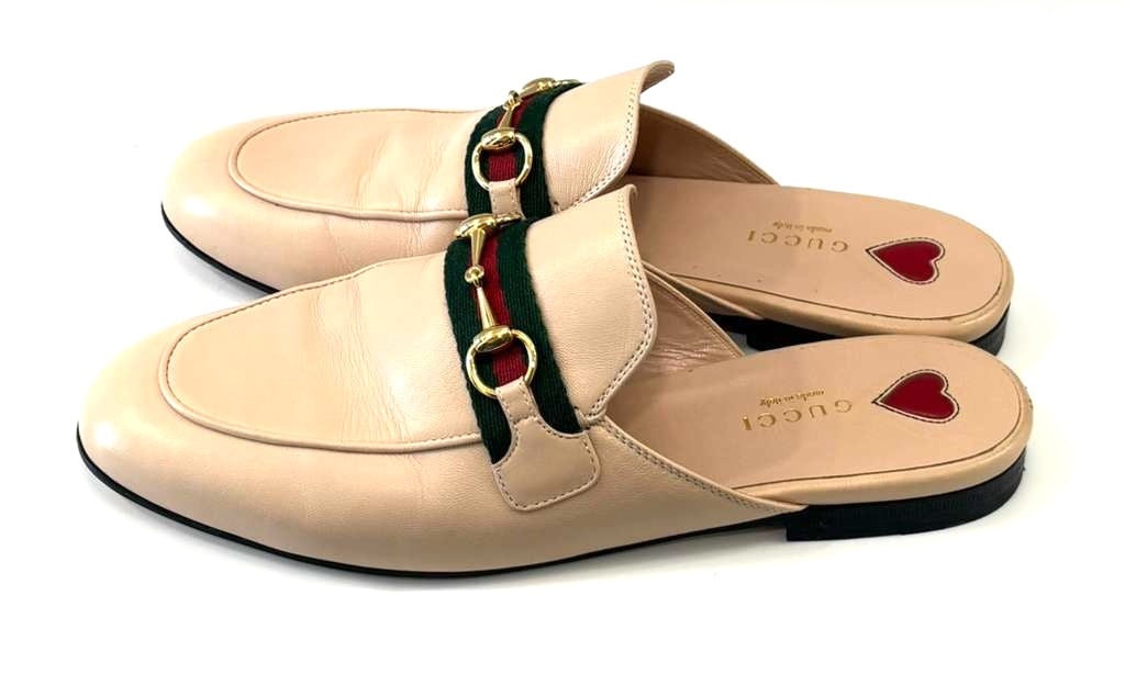 GUCCI PRINCETOWN HORSEBIT CALFSKIN LEATHER MULES