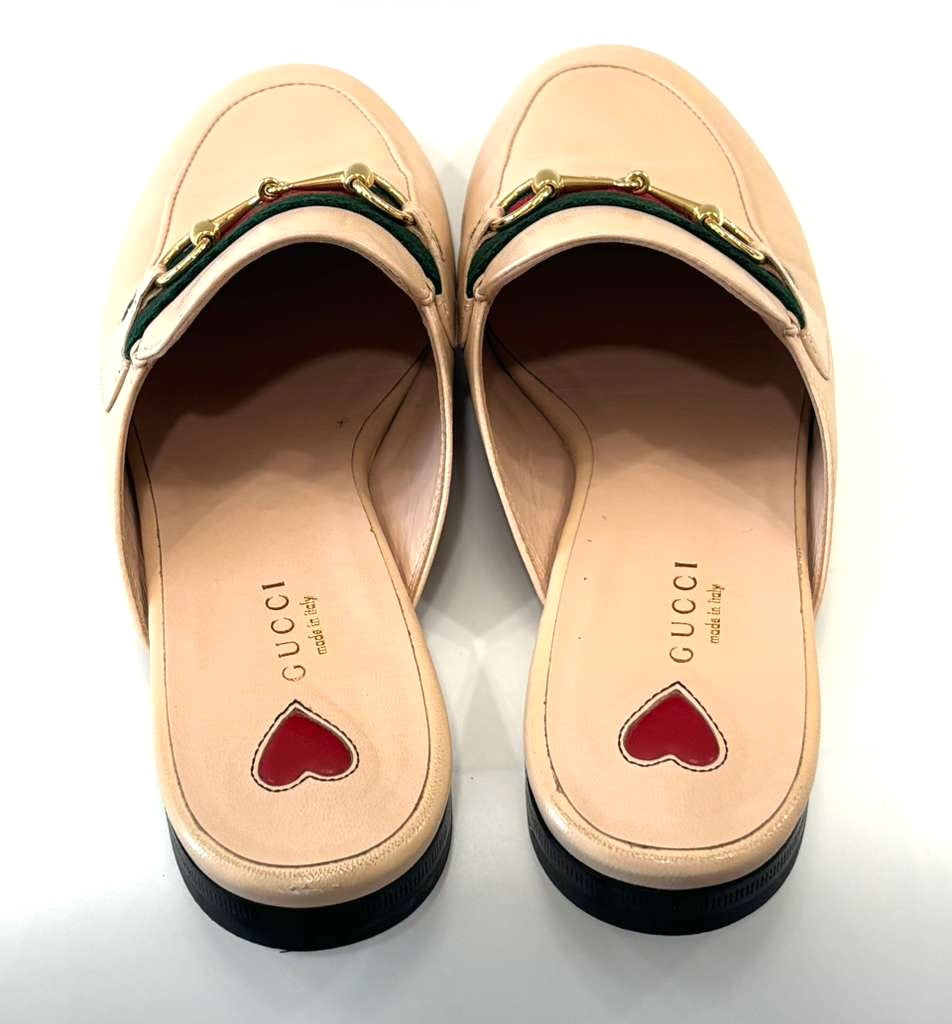 GUCCI PRINCETOWN HORSEBIT CALFSKIN LEATHER MULES