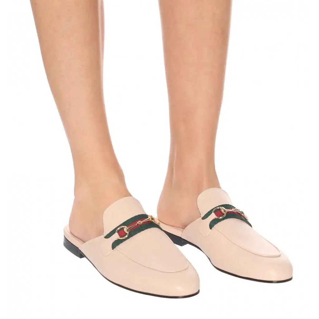 GUCCI PRINCETOWN HORSEBIT CALFSKIN LEATHER MULES