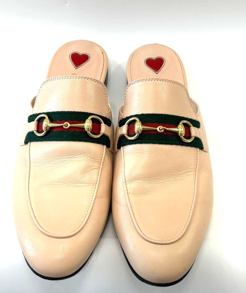 GUCCI PRINCETOWN HORSEBIT CALFSKIN LEATHER MULES