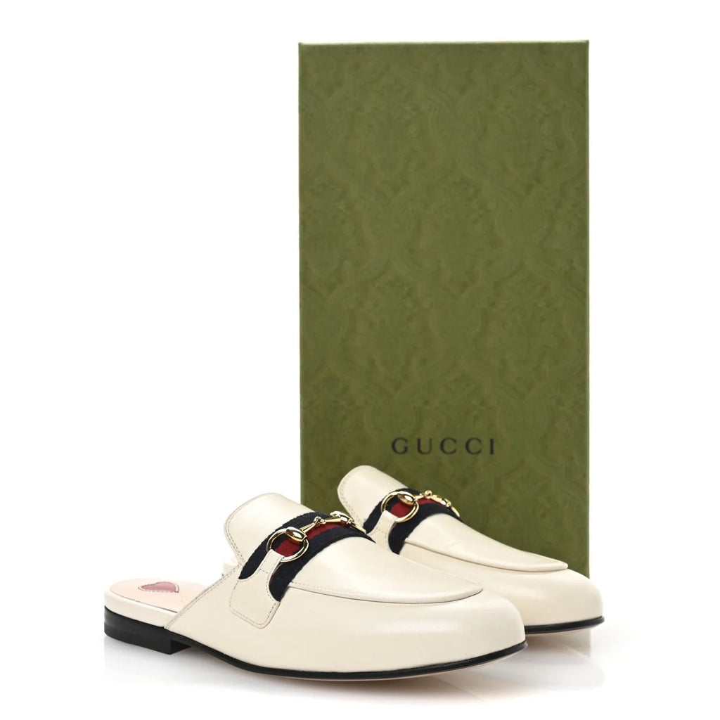 GUCCI PRINCETOWN HORSEBIT CALFSKIN LEATHER MULES