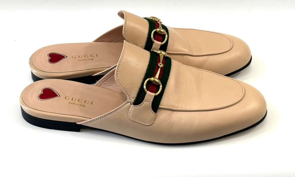 GUCCI PRINCETOWN HORSEBIT CALFSKIN LEATHER MULES