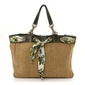 GUCCI STRAW RAFFIA AYERS SNAKESKIN POSITANO LARGE TOTE BAG