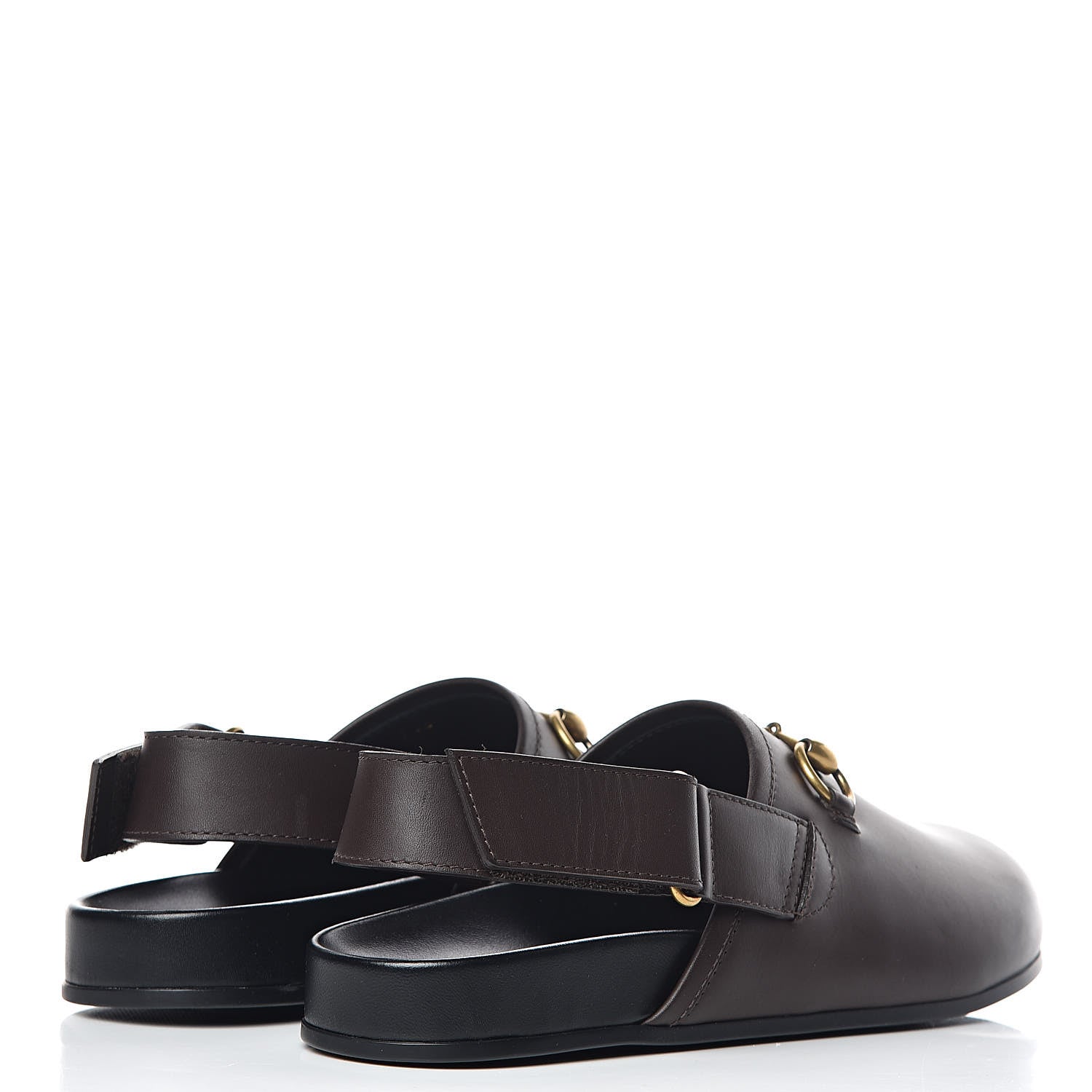 GUCCI MEN'S RIVER LEATHER HORSEBIT SLINGBACK SLIDES