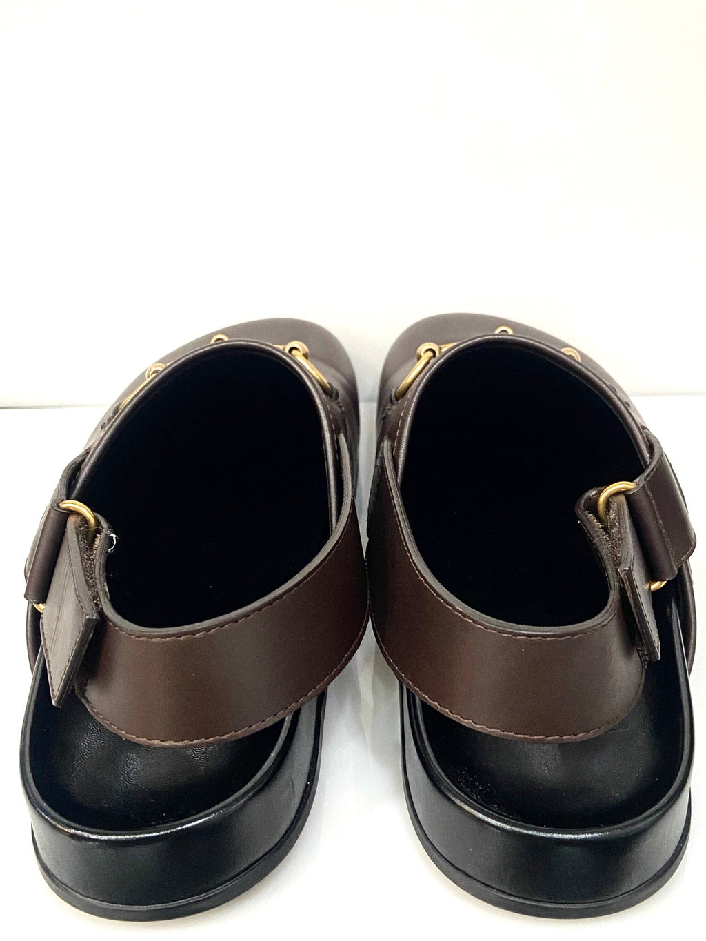 GUCCI MEN'S RIVER LEATHER HORSEBIT SLINGBACK SLIDES