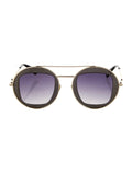 GUCCI GG0105S 001 GOLD RUTHENIUM ROUND GRADIENT SUNGLASSES
