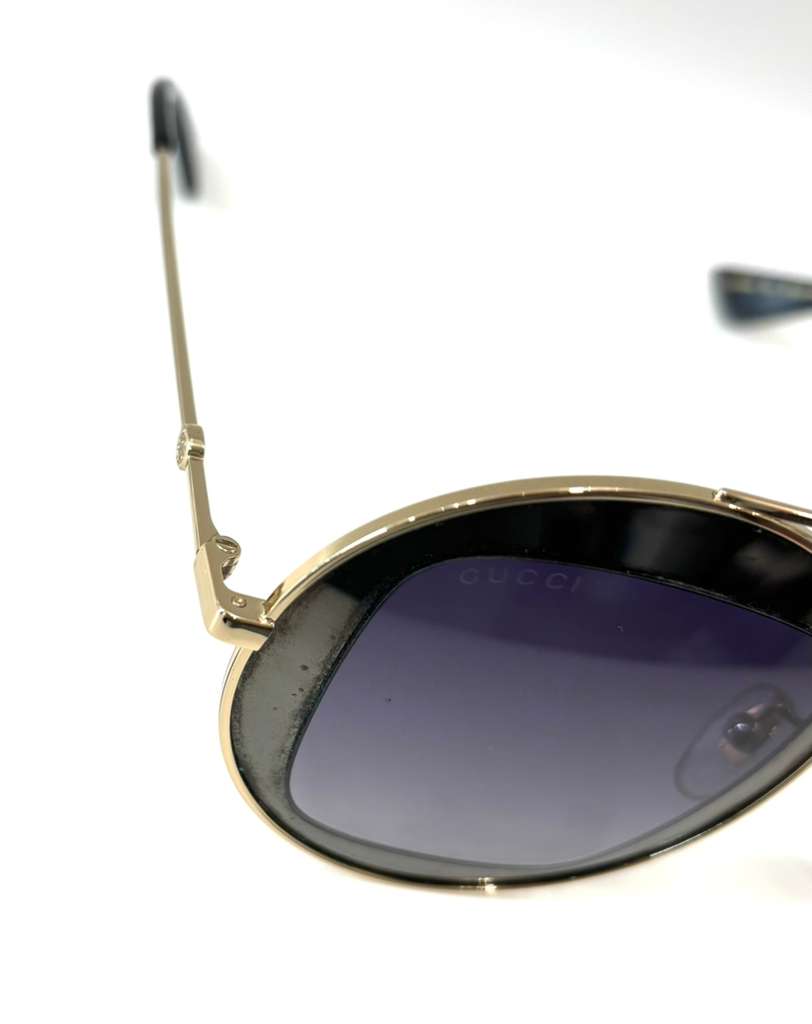 GUCCI GG0105S 001 GOLD RUTHENIUM ROUND GRADIENT SUNGLASSES