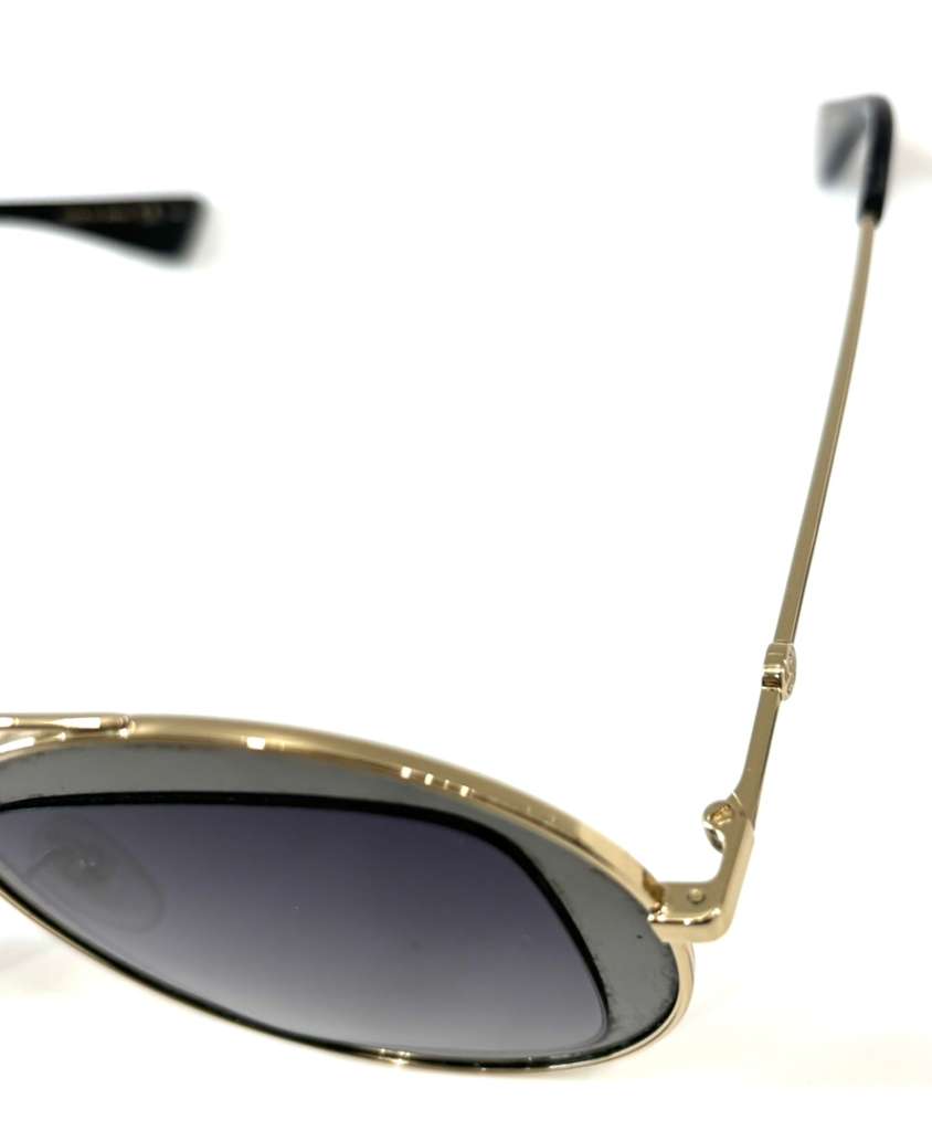 GUCCI GG0105S 001 GOLD RUTHENIUM ROUND GRADIENT SUNGLASSES