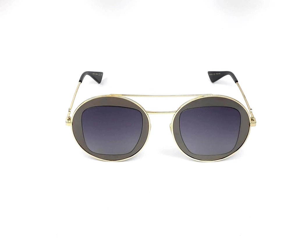 GUCCI GG0105S 001 GOLD RUTHENIUM ROUND GRADIENT SUNGLASSES