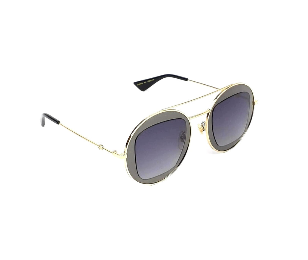 GUCCI GG0105S 001 GOLD RUTHENIUM ROUND GRADIENT SUNGLASSES