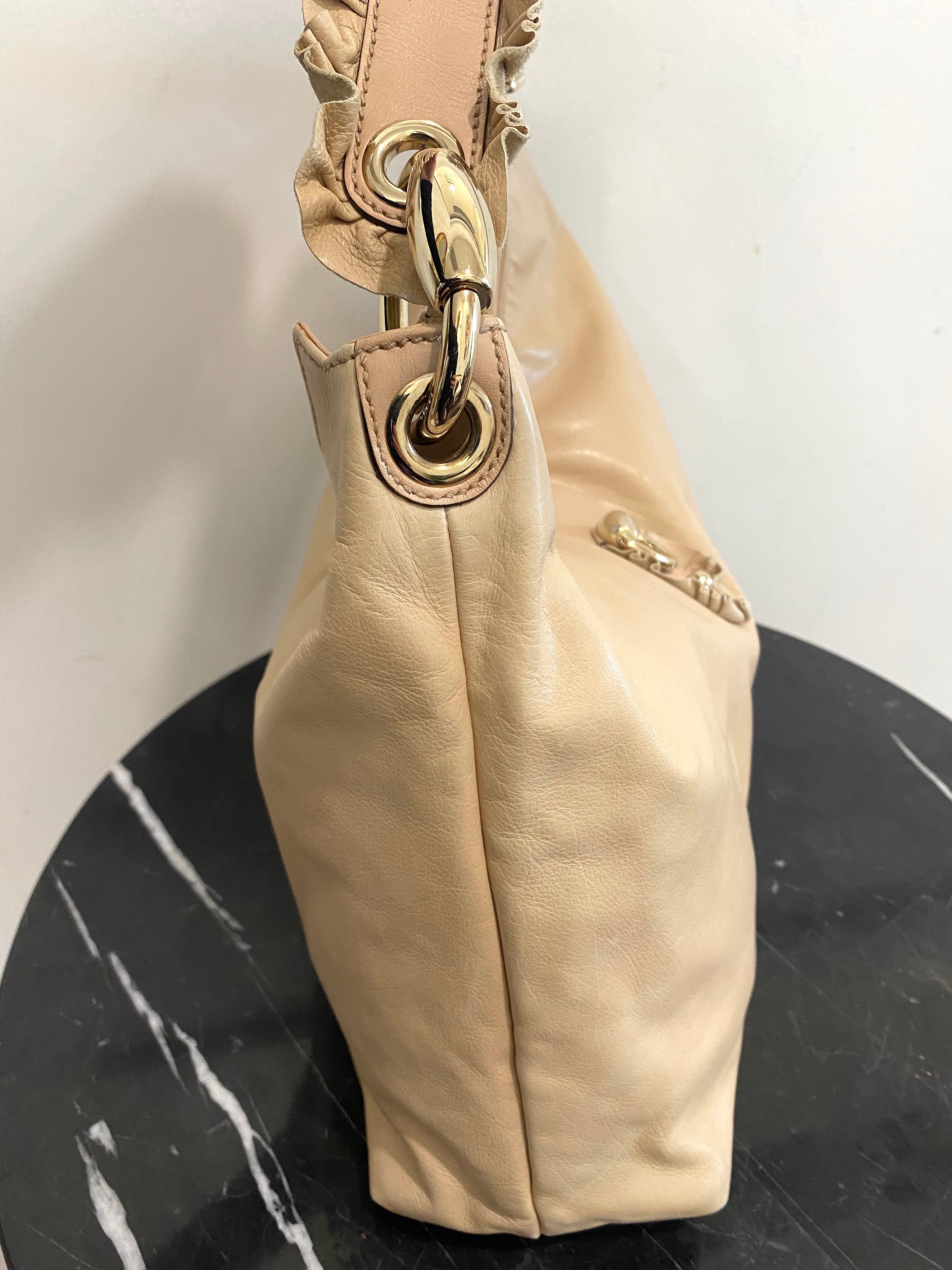 GUCCI SABRINA RUFFLE LEATHER HOBO BAG