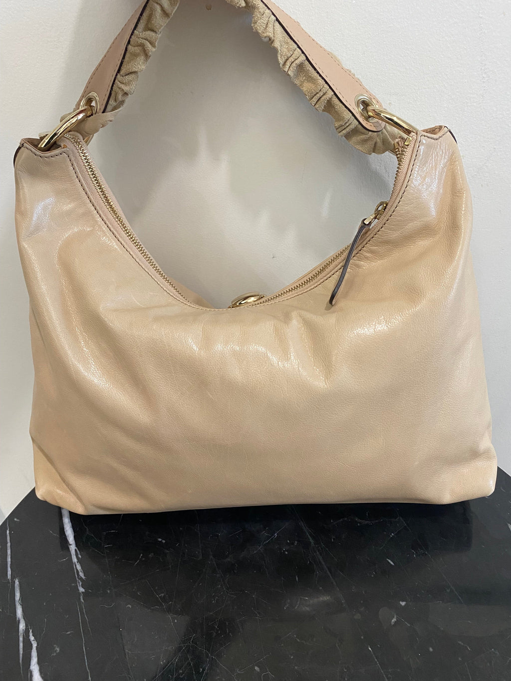 GUCCI SABRINA RUFFLE LEATHER HOBO BAG