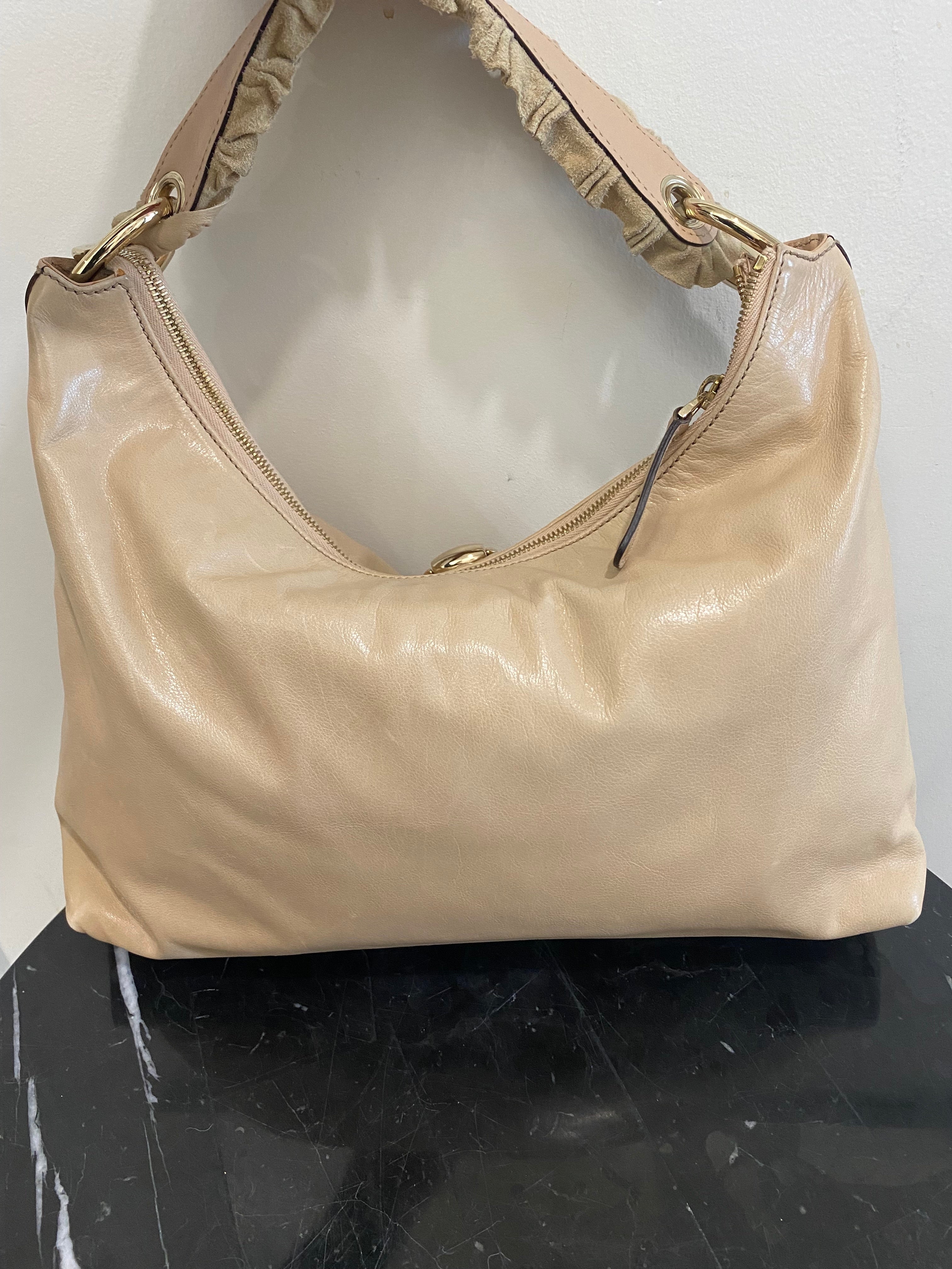 GUCCI SABRINA RUFFLE LEATHER HOBO BAG