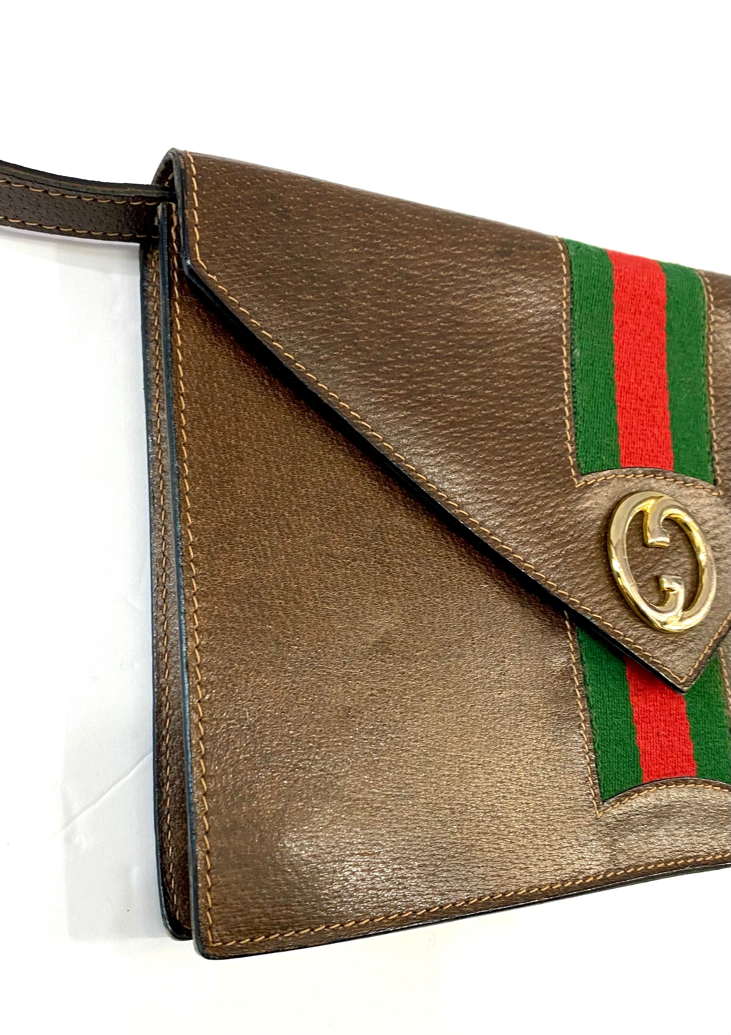 GUCCI SHERRY LINE GG INTERLOCKING WEB LEATHER SHOULDER BAG
