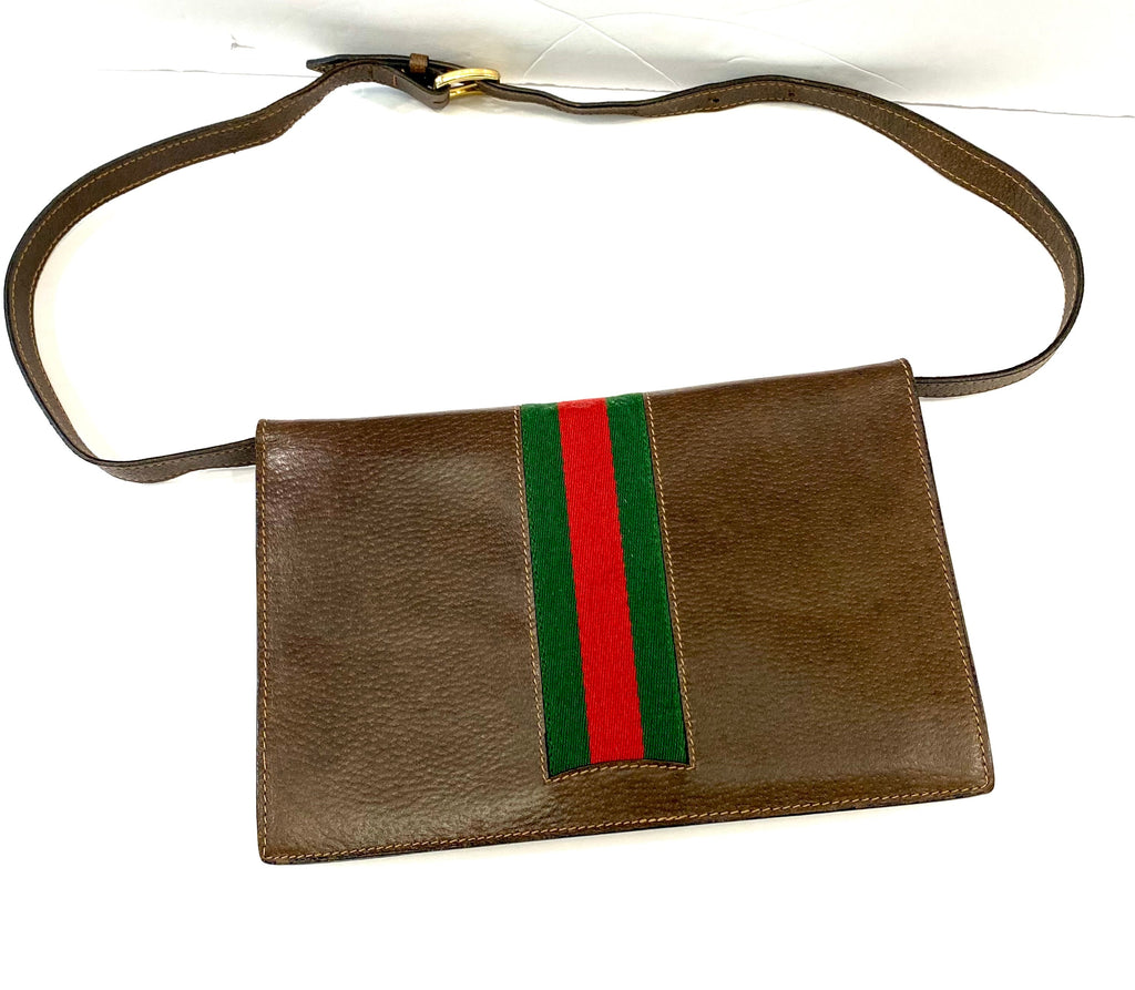GUCCI SHERRY LINE GG INTERLOCKING WEB LEATHER SHOULDER BAG