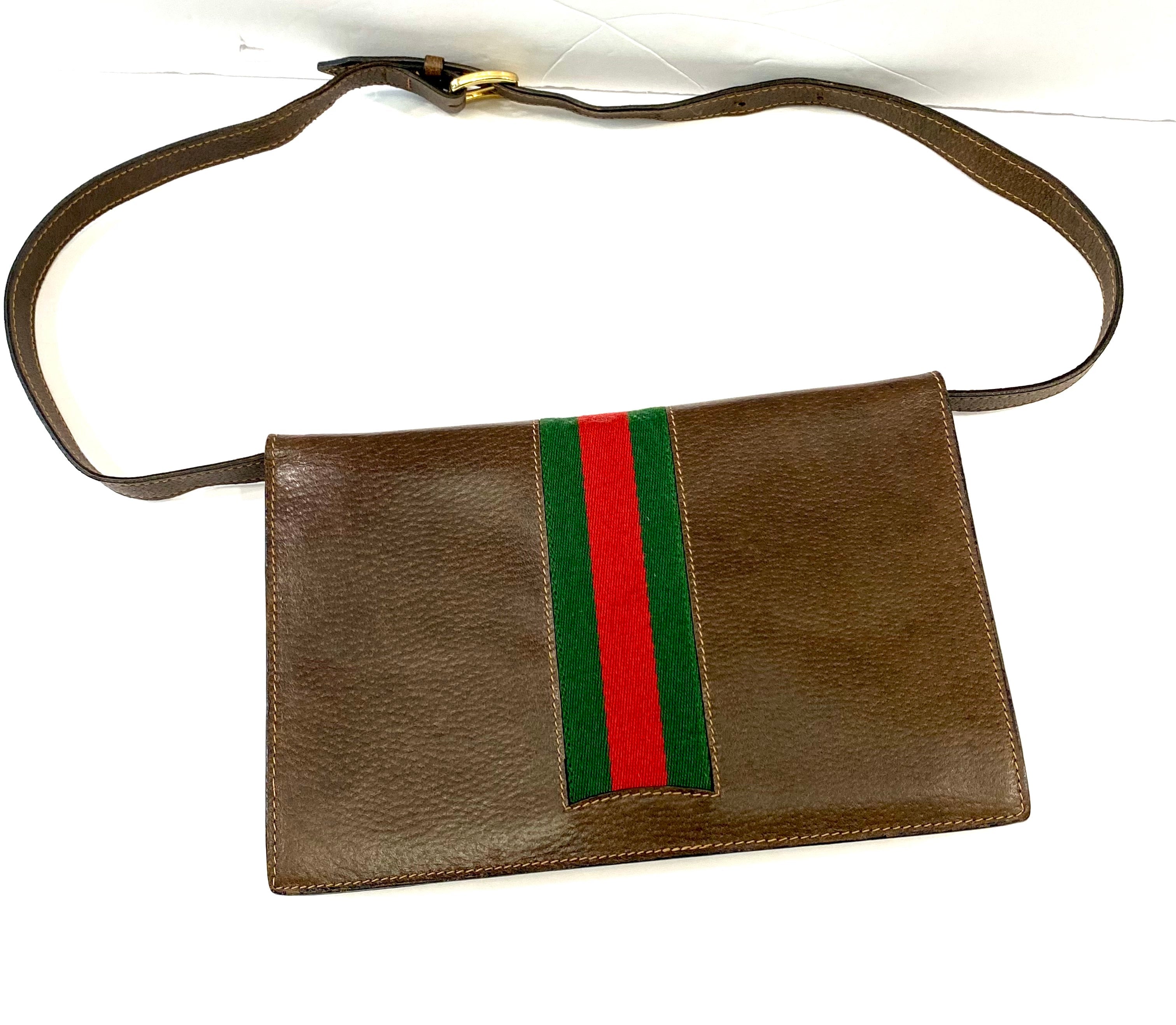 GUCCI SHERRY LINE GG INTERLOCKING WEB LEATHER SHOULDER BAG