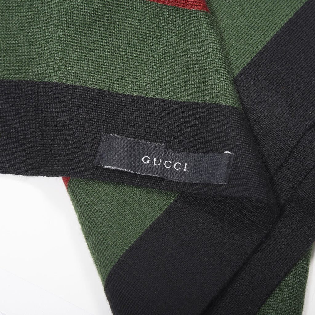 GUCCI SILK WOOL WEB KNIT SCARF
