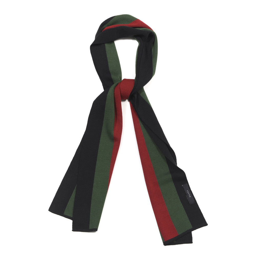 GUCCI SILK WOOL WEB KNIT SCARF
