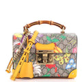 GUCCI GG SUPREME MONOGRAM FLORA BAMBOO PADLOCK BAG