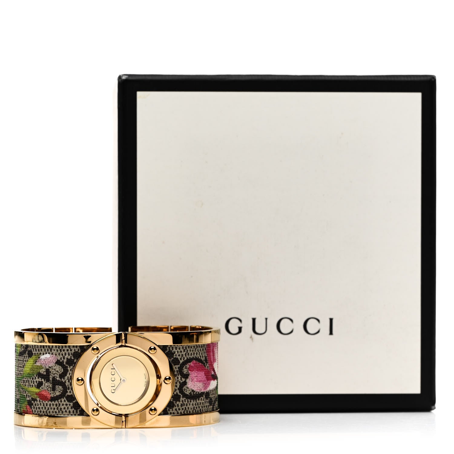 GUCCI TWIRL GG SUPREME BLOOMS STAINLESS STEEL QUARTZ WATCH