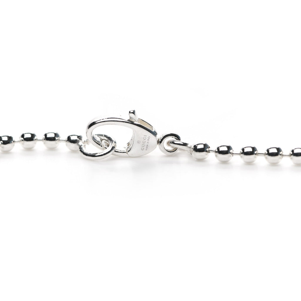 GUCCI STERLING SILVER BRITT HEART PENDANT NECKLACE