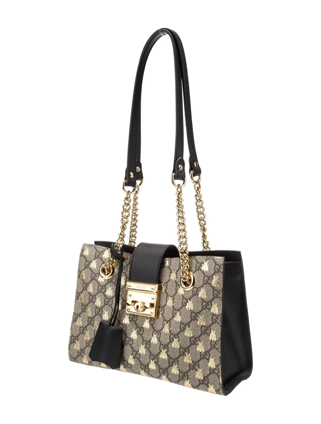 GUCCI GG SUPREME MONOGRAM BEES SMALL PADLOCK TOTE BAG