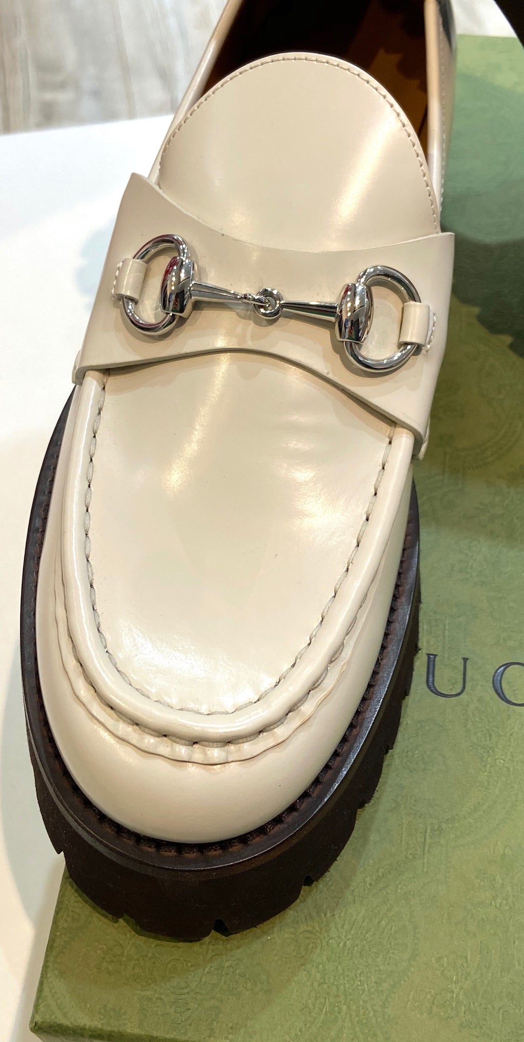 GUCCI SYLKE HORSEBIT PLATFORM CALFSKIN LEATHER LOAFERS