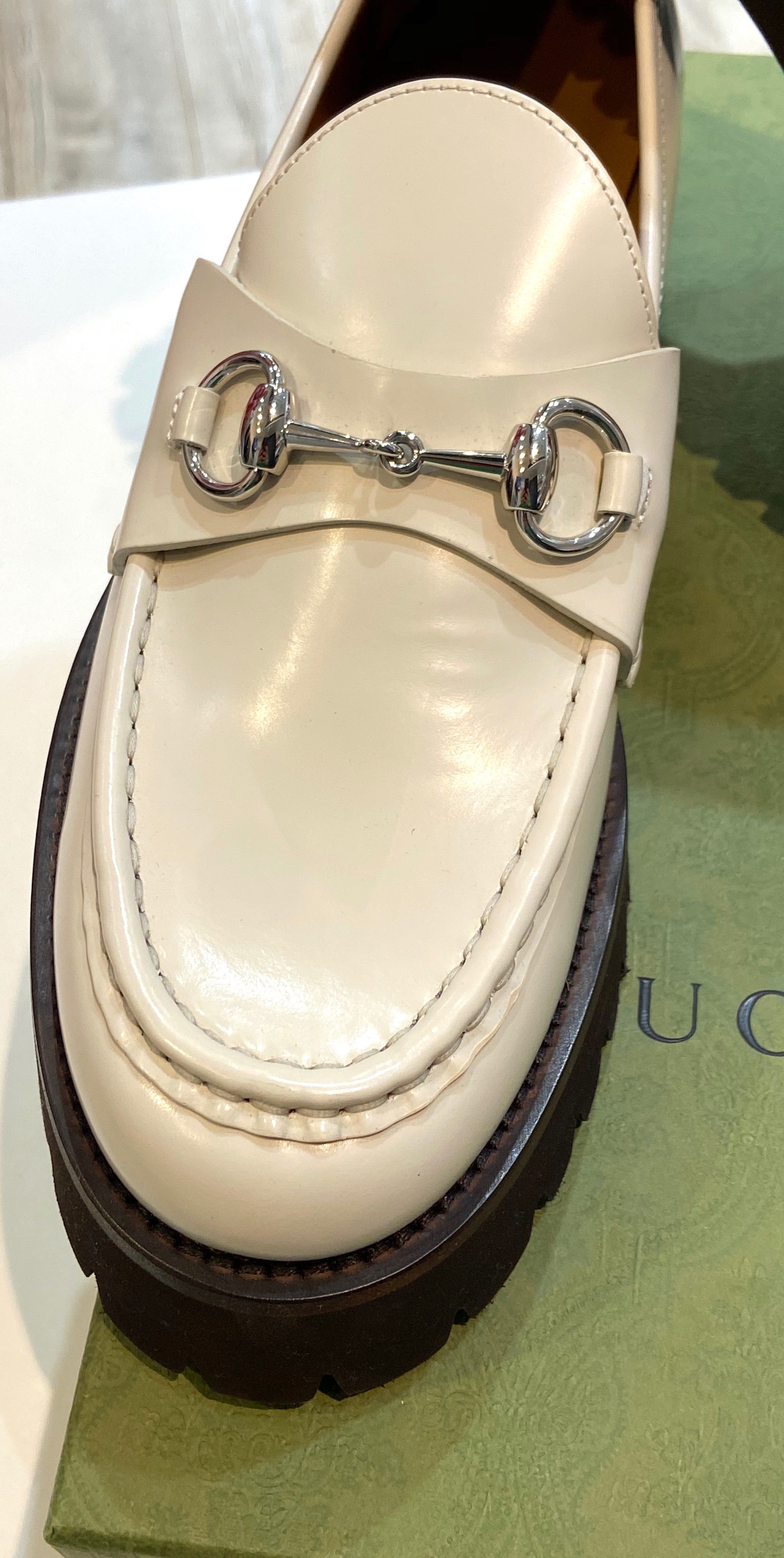 GUCCI SYLKE HORSEBIT PLATFORM CALFSKIN LEATHER LOAFERS