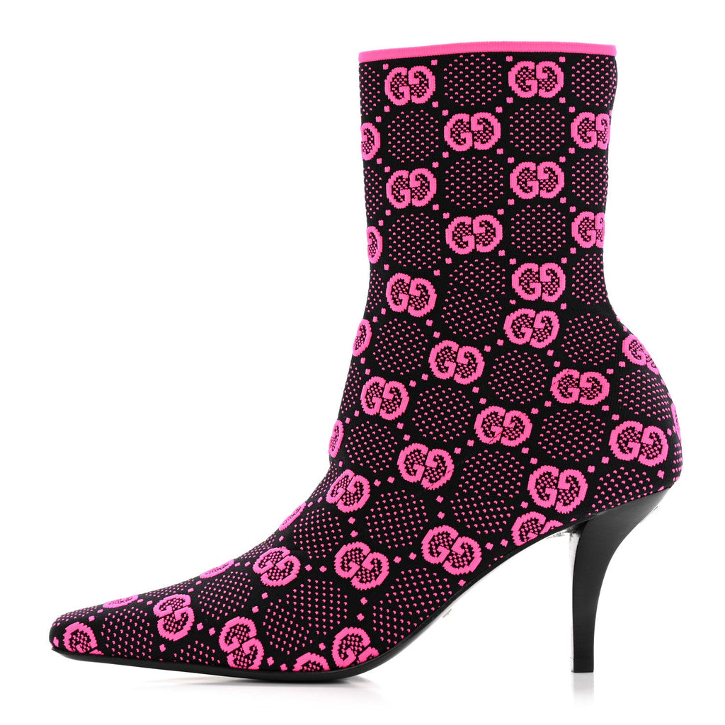 GUCCI TECHNICAL JERSEY KNIT GG MONOGRAM ANKLE BOOTS