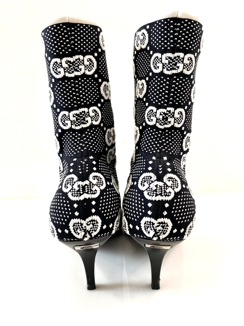 GUCCI TECHNICAL JERSEY KNIT GG MONOGRAM ANKLE BOOTS