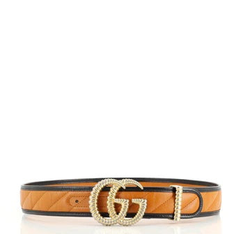 GUCCI GG MARMONT TORCHON QUILTED DIAGONAL QUILTED LEATHER BELT