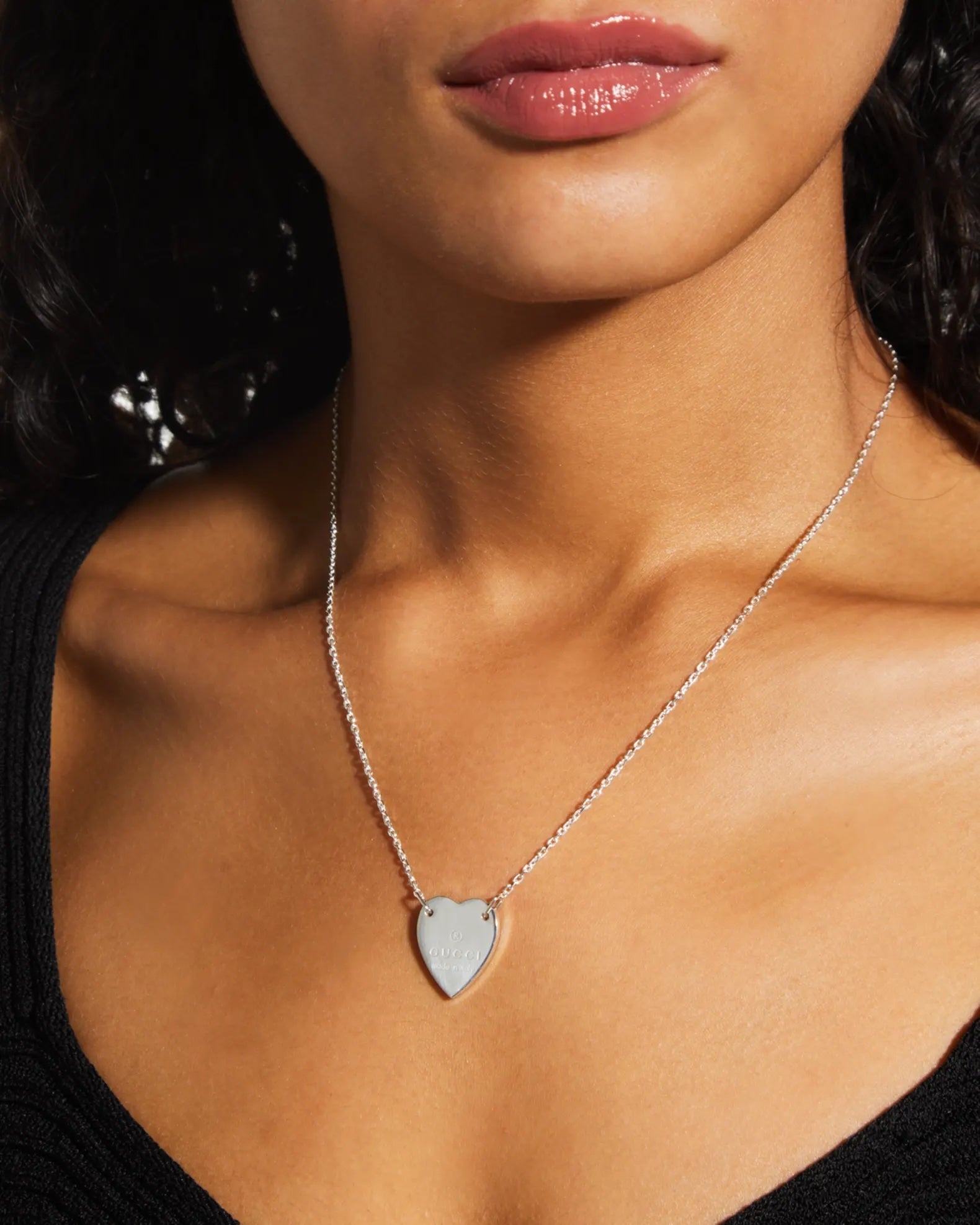 GUCCI 925 STERLING SILVER TRADEMARK HEART NECKLACE
