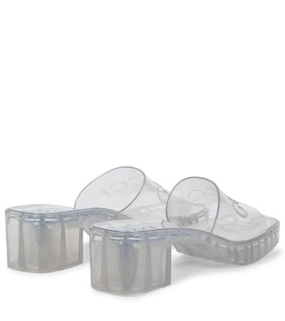 GUCCI TRANSPARENT RUBBER SLIDE HEELED SANDALS