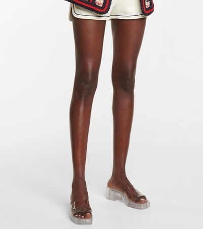 GUCCI TRANSPARENT RUBBER SLIDE HEELED SANDALS