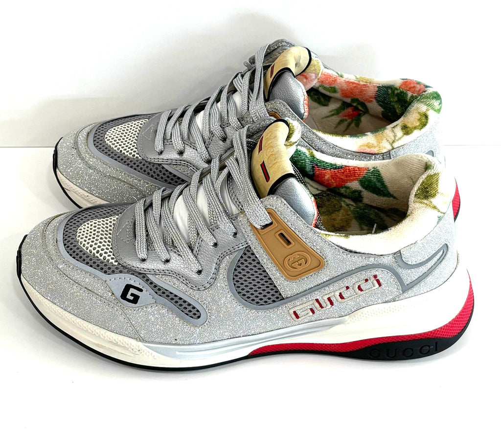 GUCCI ULTRASPACE GLITTER CALFSKIN MESH SNEAKERS