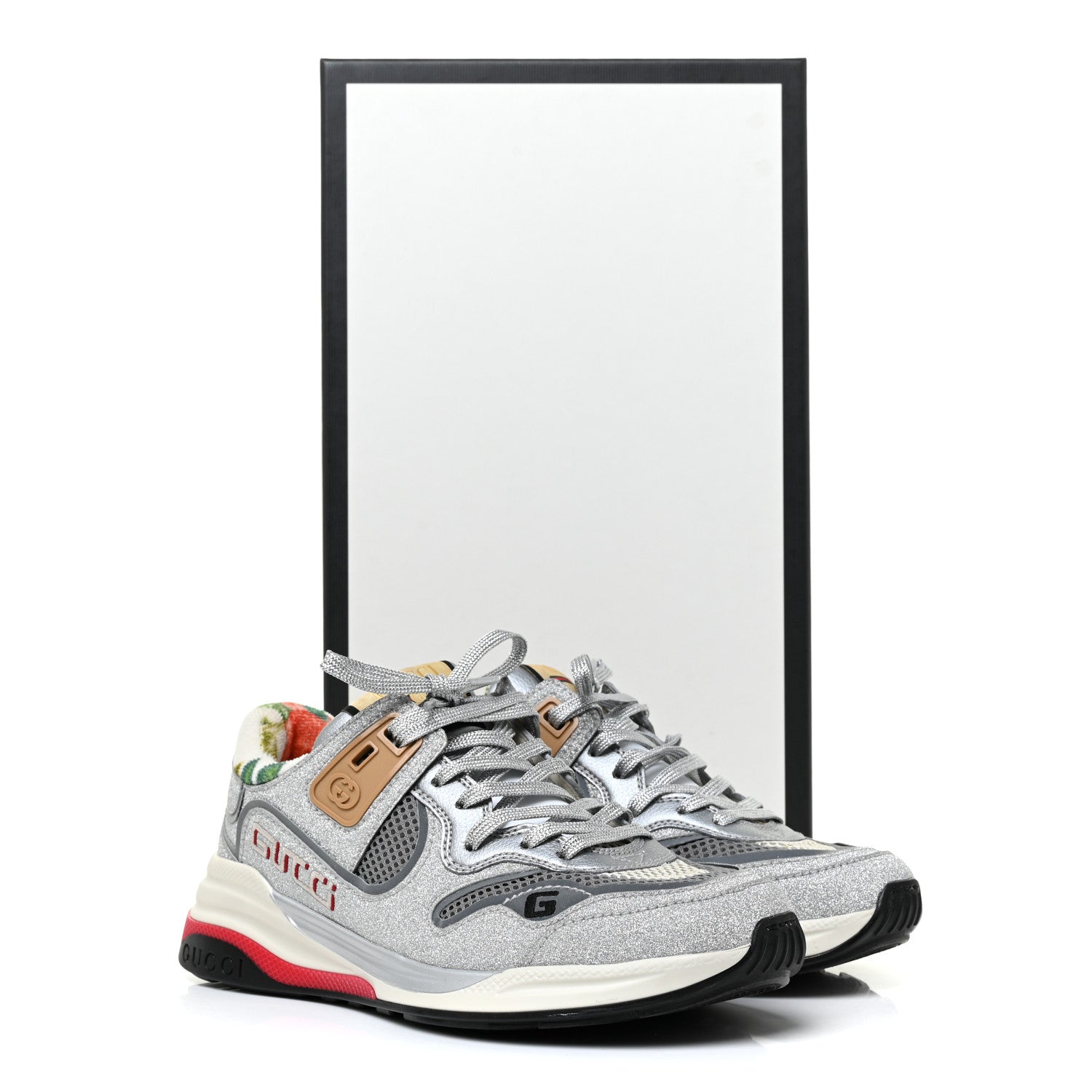 GUCCI ULTRASPACE GLITTER CALFSKIN MESH SNEAKERS