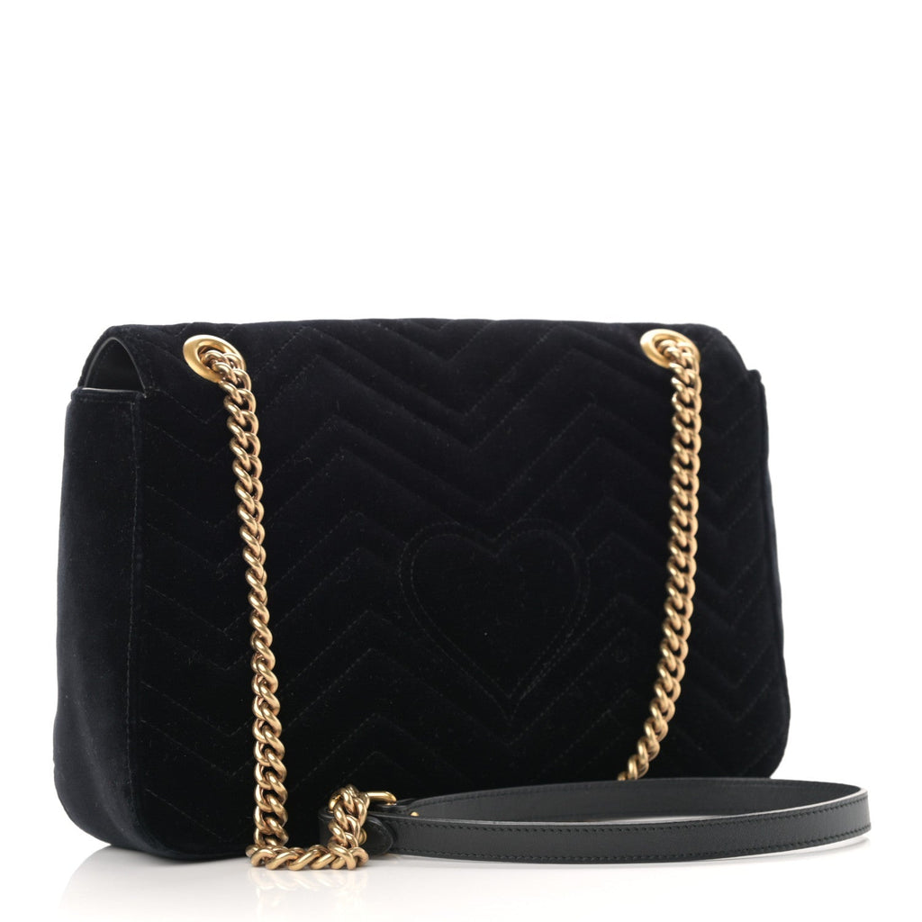 GUCCI GG MARMONT MATELASSE VELVET SMALL SHOULDER BAG
