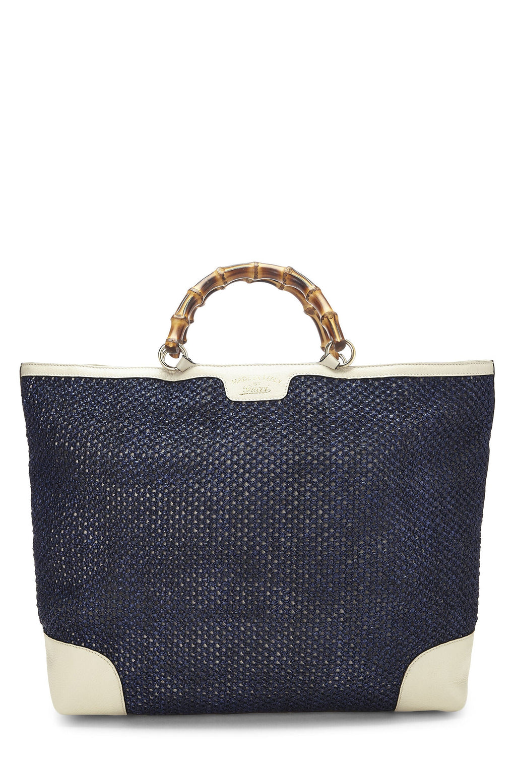 GUCCI VINTAGE WEB STRAP BAMBOO HANDLE TOTE BAG WITH SHOULDER STRAP