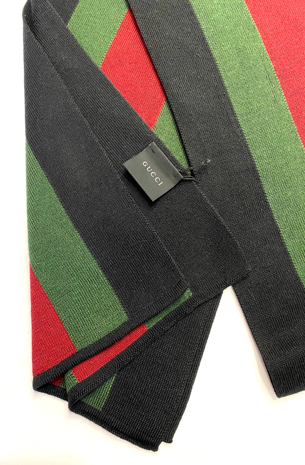 GUCCI SILK WOOL WEB KNIT SCARF