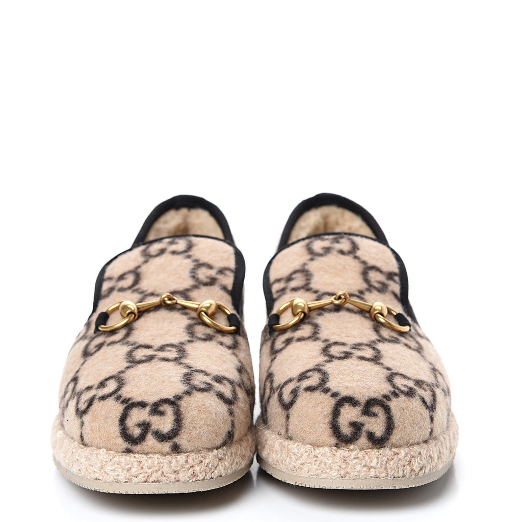 GUCCI WOOL GG MONOGRAM FRIA HORSEBIT LOAFERS