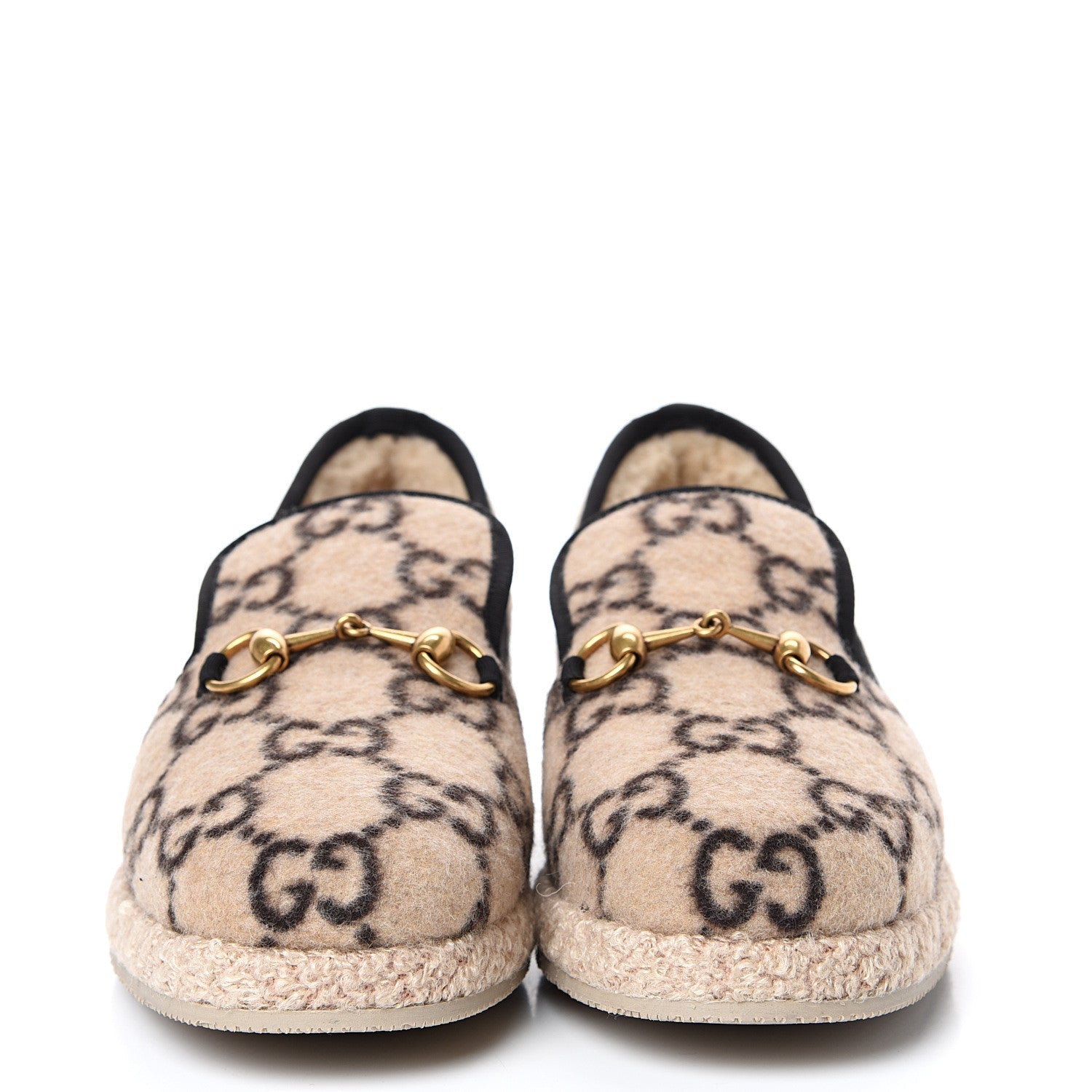 GUCCI WOOL GG MONOGRAM FRIA HORSEBIT LOAFERS