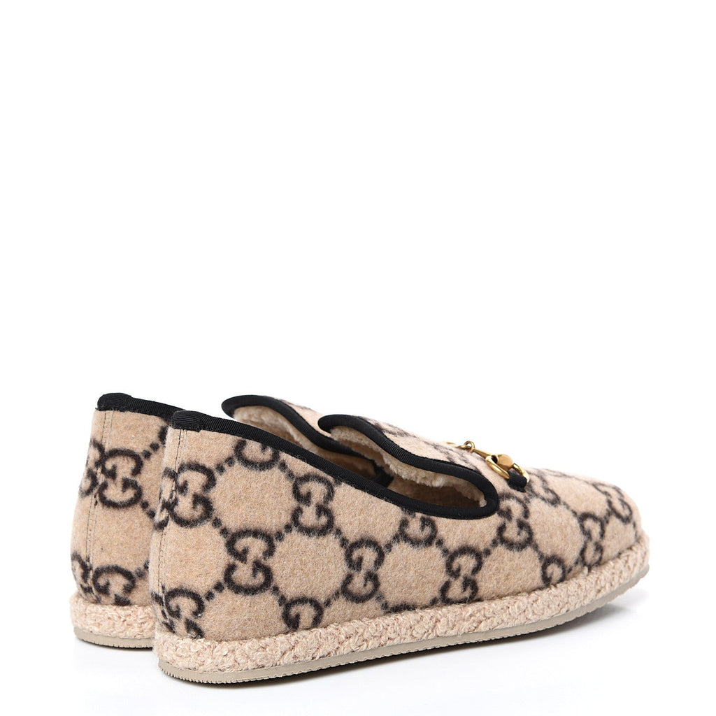 GUCCI WOOL GG MONOGRAM FRIA HORSEBIT LOAFERS