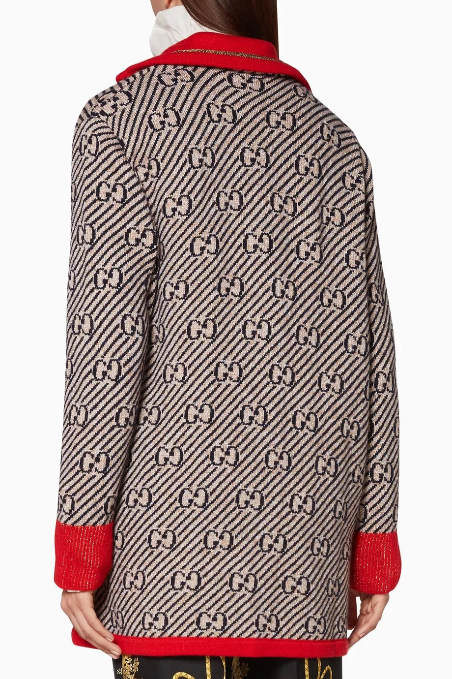 GUCCI WOOL KNIT GLITTER GG MONOGRAM CARDIGAN