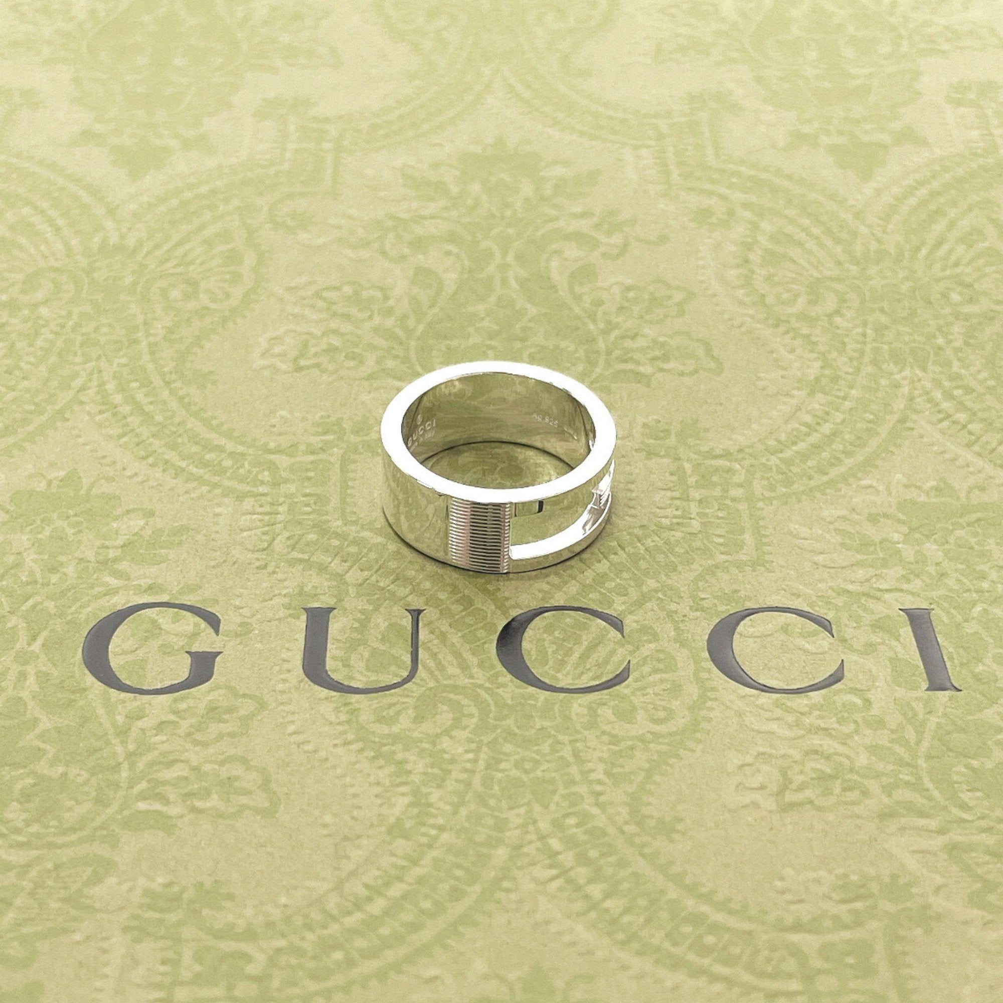 GUCCI CUTOUT G LOGO STERLING SILVER RING