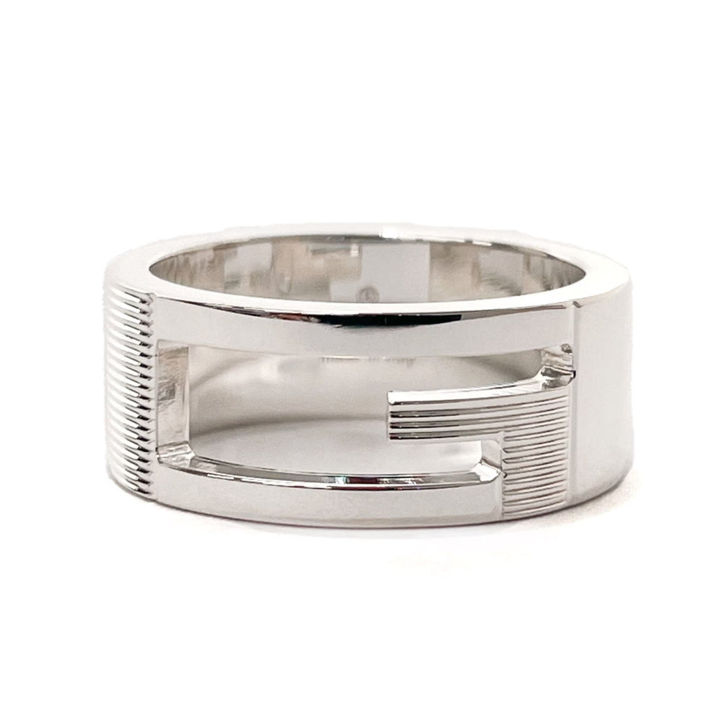 GUCCI CUTOUT G LOGO STERLING SILVER RING