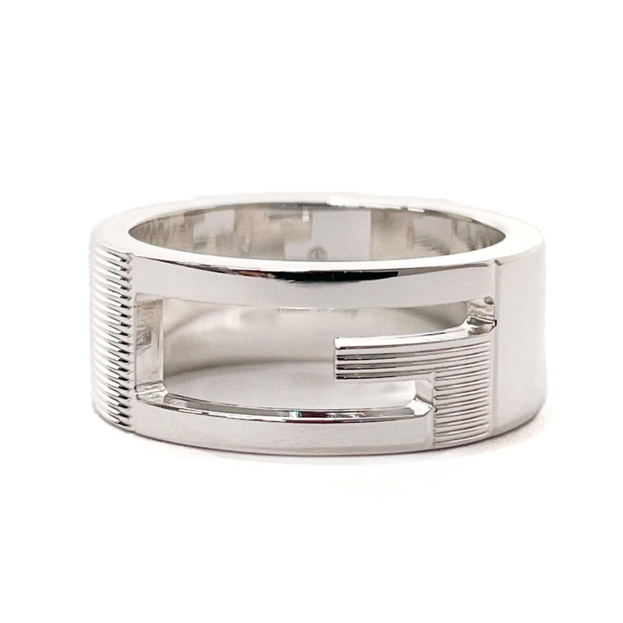 GUCCI CUTOUT G LOGO STERLING SILVER RING