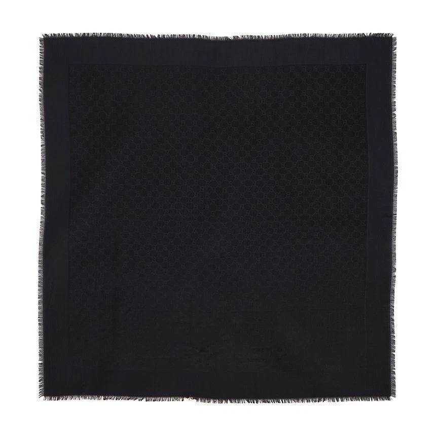 GUCCI GG MONOGRAM FRINGED JACQUARD SHAWL