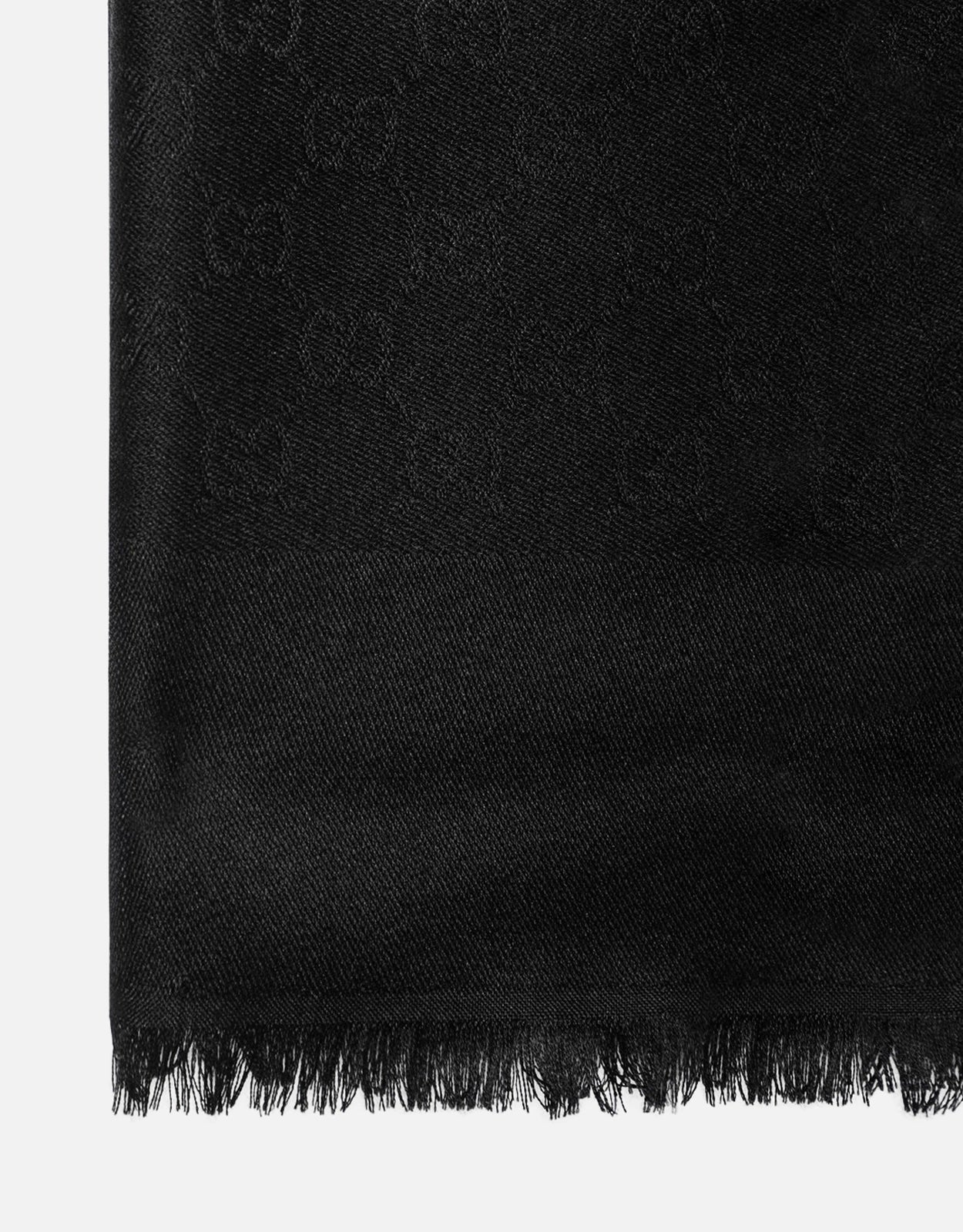 GUCCI GG MONOGRAM FRINGED JACQUARD SHAWL