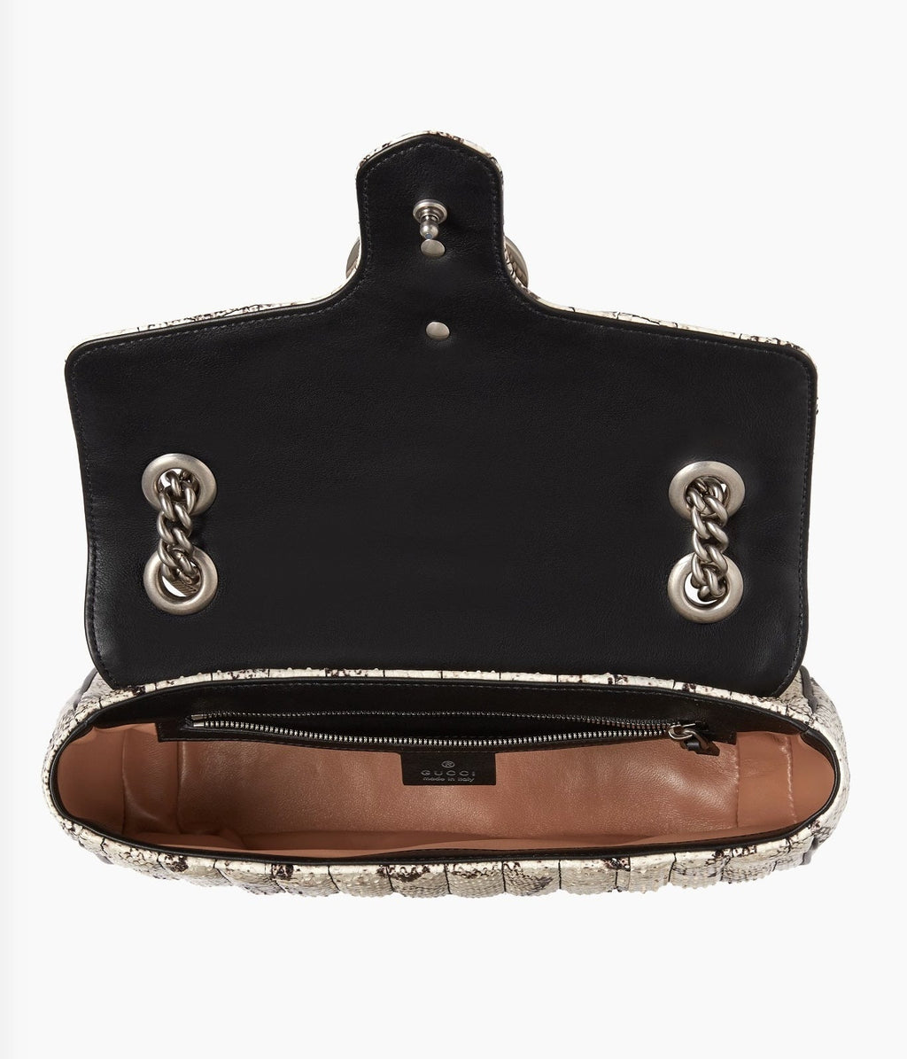 GUCCI GG MARMONT SMALL PYTHON LEATHER SHOULDER BAG